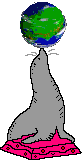 A seal balancing a spinning Earth on its nose